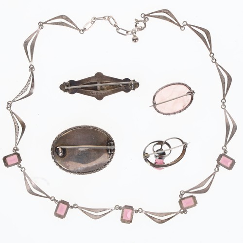 10 - Antique and Vintage Silver Jewellery Collection incl. Rose Quartz, Butterfly Wing, Victorian, Art De... 