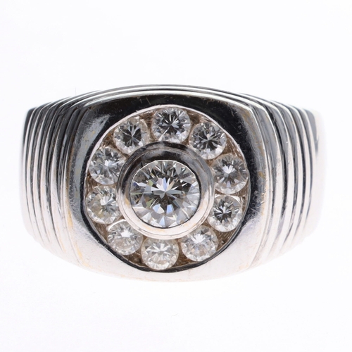 Diamond 18ct White Gold Signet Style Ring, 9.3g