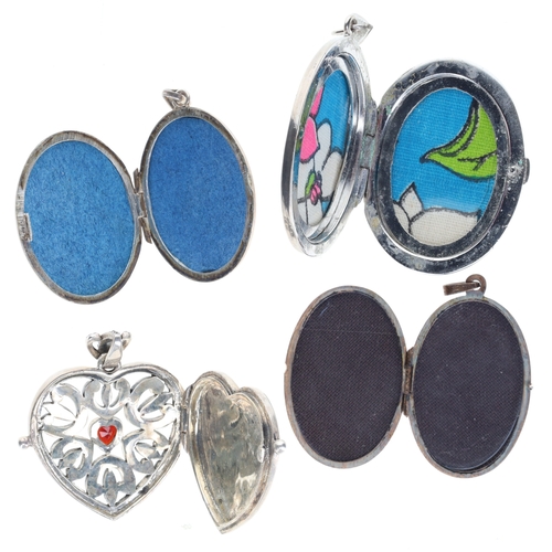 125 - Silver Locket Pendant Collection incl. Mid Century, Marcasite, 41.5g