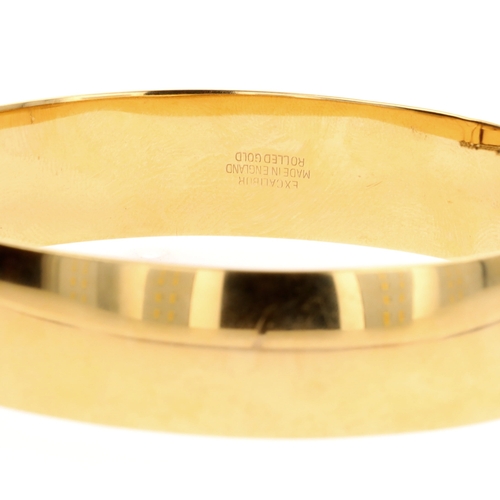 129 - Excalibur Rolled Gold Bangle with Etched Foliate Design