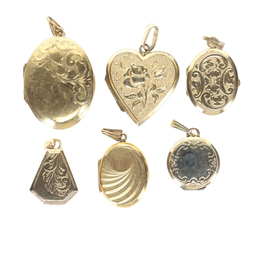 17 - Rolled Gold Locket Pendant Collection incl. Mid Century, A*D, K&L