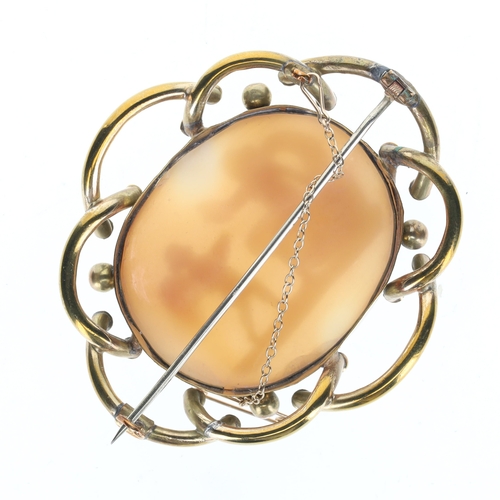 189 - Antique Shell Cameo Cupid Brooch