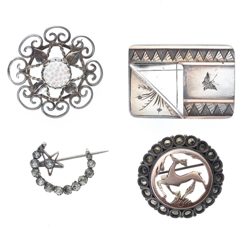 23 - Antique Silver Brooch Collection incl. Gold Accents, Victorian, 24.6g