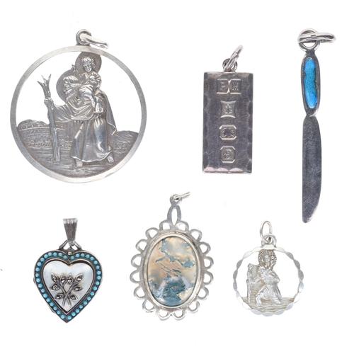 283 - Silver Pendant Collection incl. Georg Jensen, Gemstone, Locket, Ingot, 33.3g