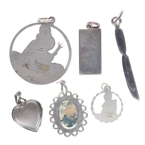 283 - Silver Pendant Collection incl. Georg Jensen, Gemstone, Locket, Ingot, 33.3g