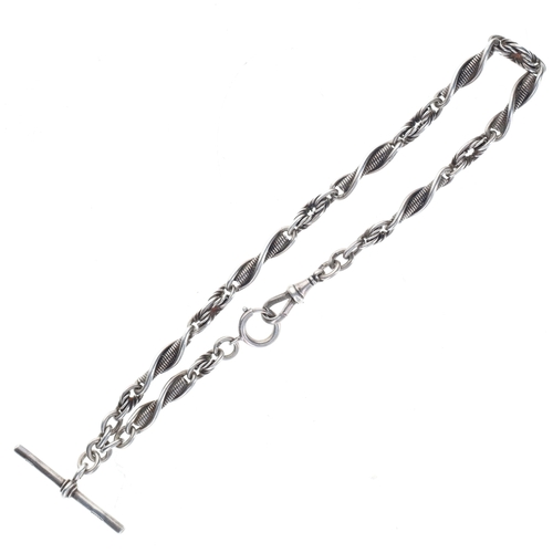 336 - Antique Silver Watch Chain with Albert Clip, 31g