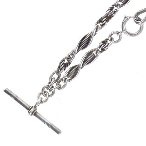 336 - Antique Silver Watch Chain with Albert Clip, 31g
