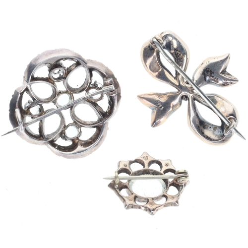 55 - Antique Silver Paste Brooch Collection incl. Moonstone, 19.3g