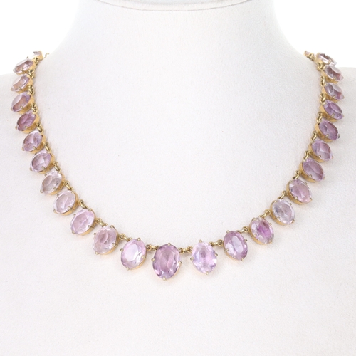 218 - Amethyst Fringe Riviere Necklace with Rolled Gold Clasp