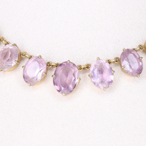 218 - Amethyst Fringe Riviere Necklace with Rolled Gold Clasp
