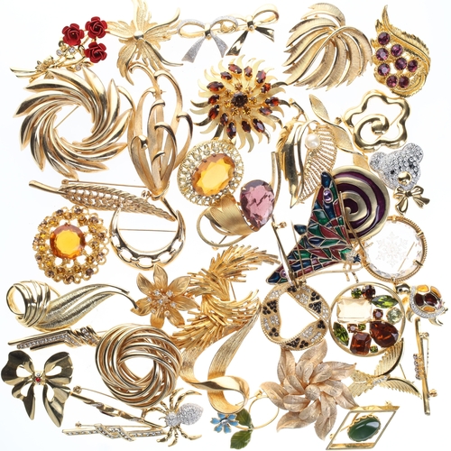 230 - Assorted Gold Tone Costume Brooches