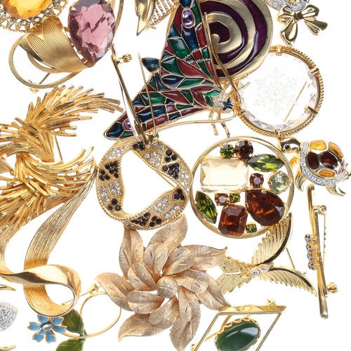 230 - Assorted Gold Tone Costume Brooches