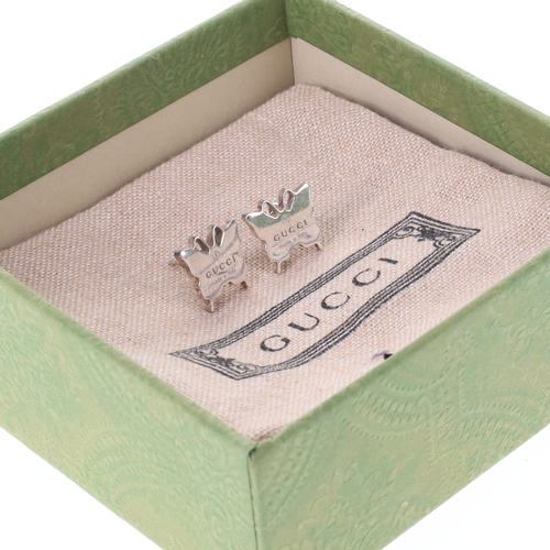 260 - Gucci Butterfly Silver Stud Earrings, 3.6g