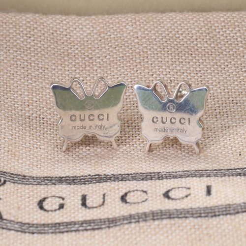 260 - Gucci Butterfly Silver Stud Earrings, 3.6g