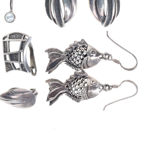 281 - Silver Earring Collection incl. Hermann Siersbol, Pearl, Clip Ons, 26.9g
