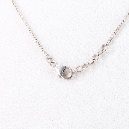 318 - Garnet Y-Drop Silver Necklace, 21.8g