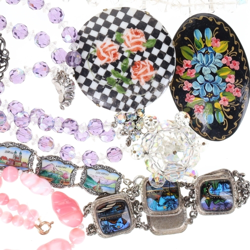 34 - Kitsch Jewellery Collection incl. Butterfly Wing, Antique Glass, Souvenir