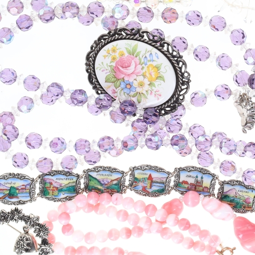 34 - Kitsch Jewellery Collection incl. Butterfly Wing, Antique Glass, Souvenir