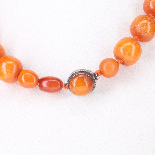45 - Amber Bead Silver Clasp Necklace, 40.6g