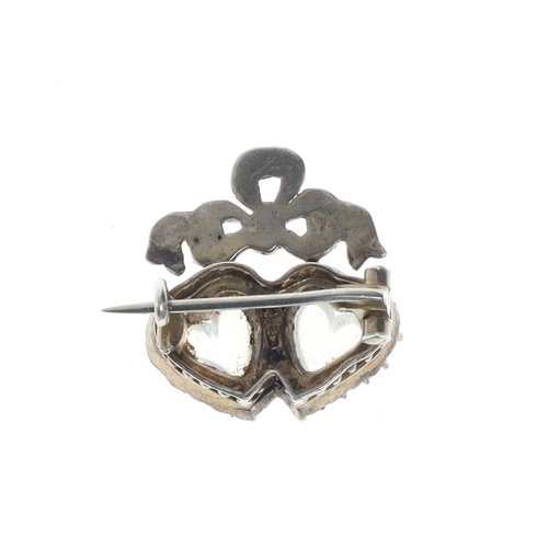 12 - Victorian Moonstone and Split Pearl Silver Brooch, 4.6g