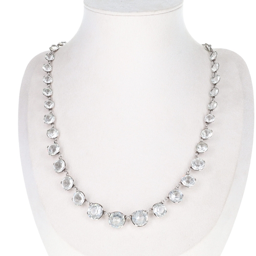 143 - Paste Silver Graduated Necklace, 23.5g