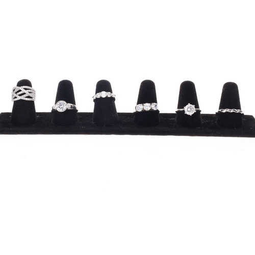 154 - Sterling Silver Cubic Zirconia Ring Collection incl. Half Eternity, Trilogy, 20g