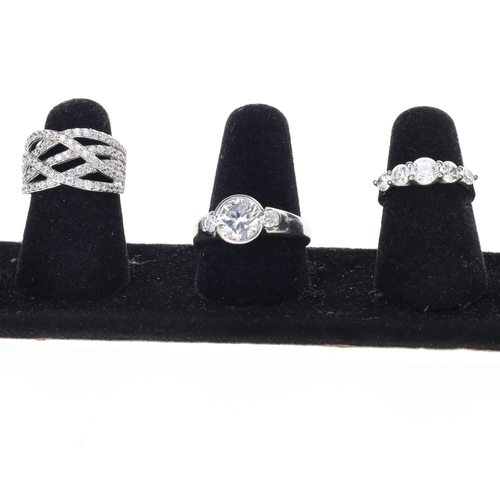154 - Sterling Silver Cubic Zirconia Ring Collection incl. Half Eternity, Trilogy, 20g