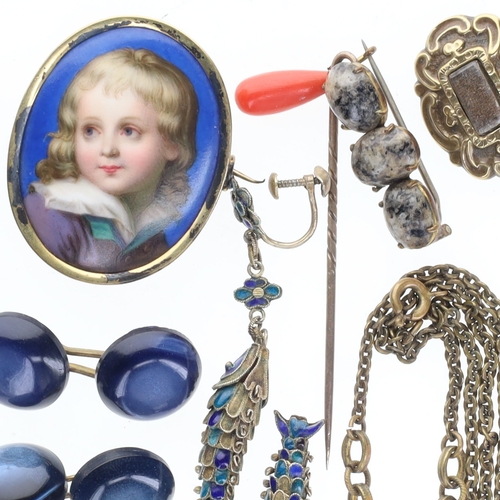 155 - Antique and Vintage Jewellery Collection incl. Hand Painted, Rolled Gold, Victorian