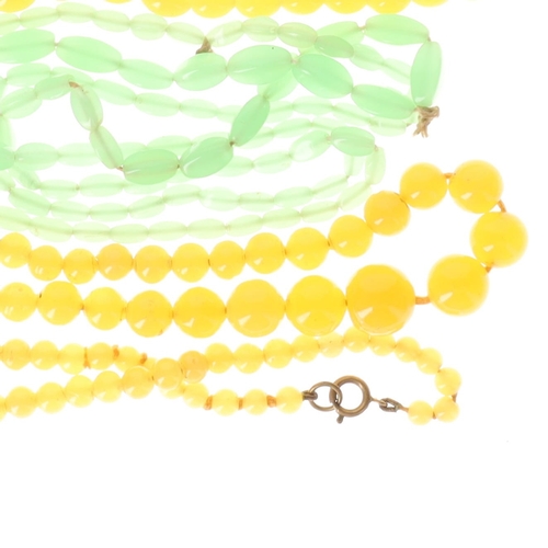 2 - Antique Uranium Glass Necklaces incl. Graduated, Rolled Gold Clasp