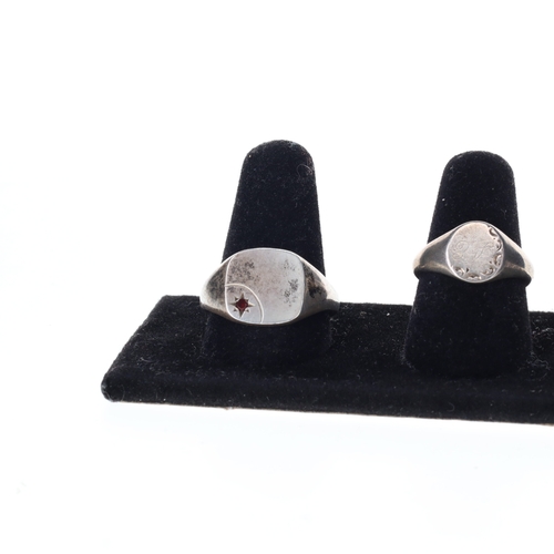 212 - Mid Century Sterling Silver Ring Collection incl. Gemstone, Signet, 20g