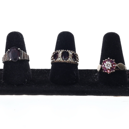 212 - Mid Century Sterling Silver Ring Collection incl. Gemstone, Signet, 20g