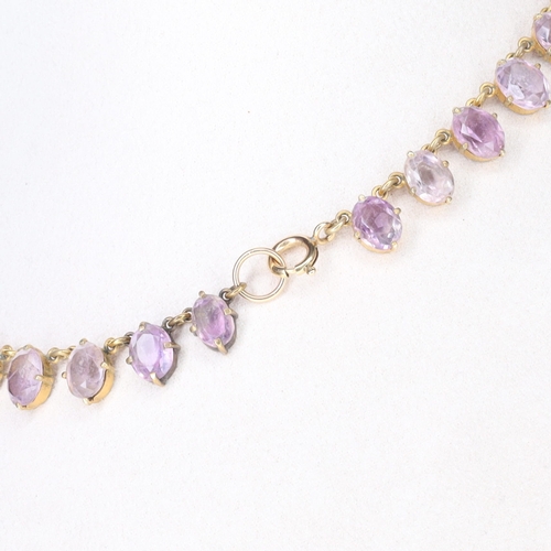 218 - Amethyst Fringe Riviere Necklace with Rolled Gold Clasp