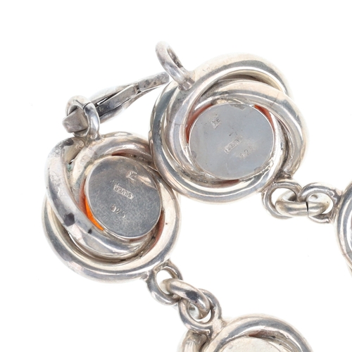 227 - Amber Silver Bracelet, 39g