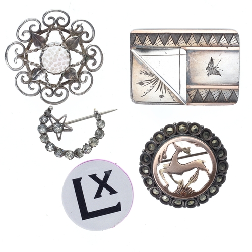 23 - Antique Silver Brooch Collection incl. Gold Accents, Victorian, 24.6g