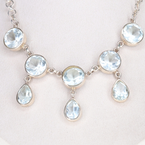 245 - Faceted Paste Silver Static Drop Necklace, 34g