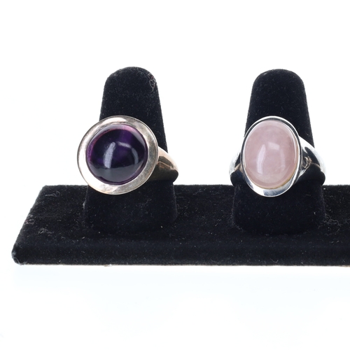 256 - Gemstone Silver Ring Collection incl. Mid Century, Tigers Eye, 24.9g