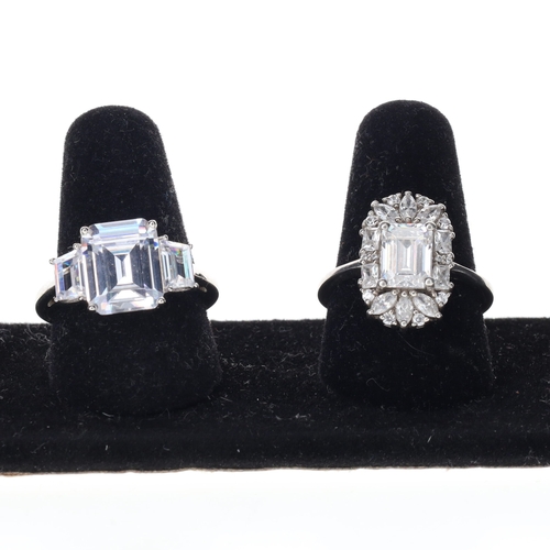 262 - Cubic Zirconia Silver Ring Collection incl. Cluster, Trilogy, 22.3g