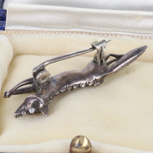 276 - Antique Paste Silver Fox Brooch, 4.9g