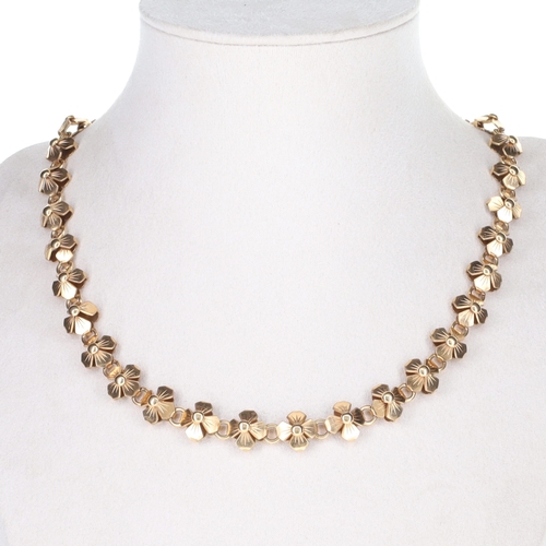 32 - Mid Century Rolled Gold Floral Necklace