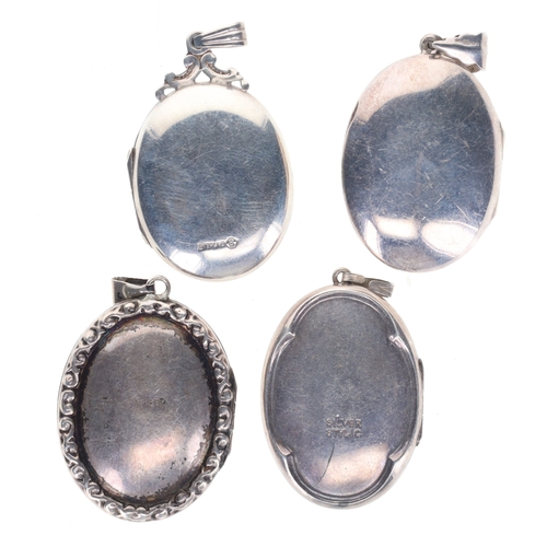 347 - Mid Century Silver Locket Pendant Collection incl. Amethyst, 36.8g