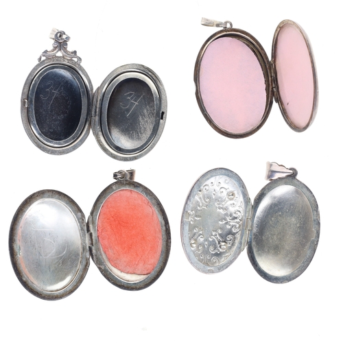 347 - Mid Century Silver Locket Pendant Collection incl. Amethyst, 36.8g