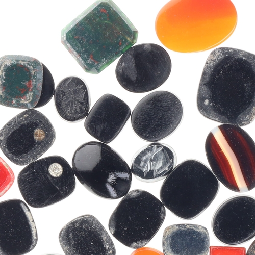 4 - Agate Cabochon Collection incl. Onyx, Carnelian, Masonic