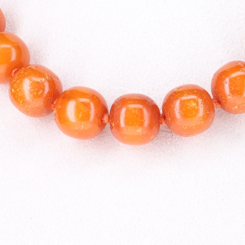 45 - Amber Bead Silver Clasp Necklace, 40.6g
