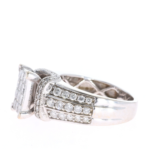 Princess and Round Cut Diamond Invisible Setting 18ct White Gold Ring