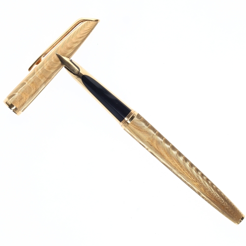 203 - Waterman - C/F Gold Plated Fountain Pen, 18ct Gold Nib