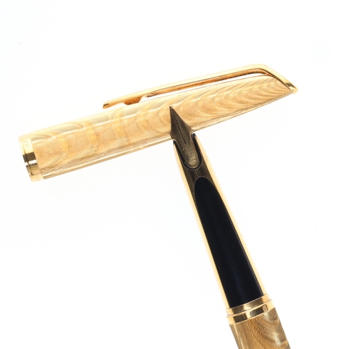 203 - Waterman - C/F Gold Plated Fountain Pen, 18ct Gold Nib