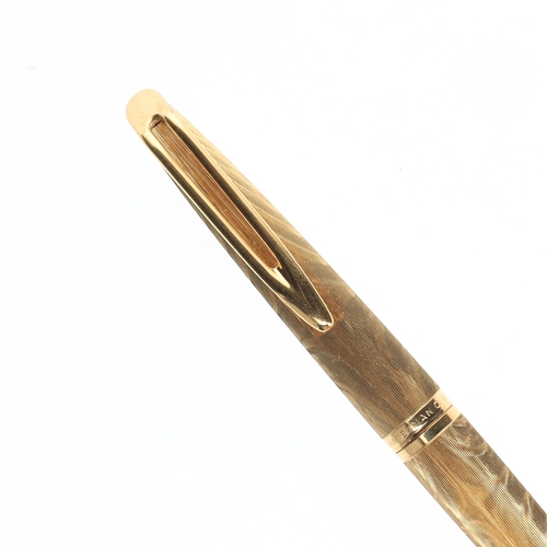 203 - Waterman - C/F Gold Plated Fountain Pen, 18ct Gold Nib