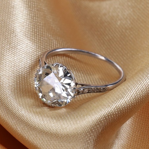 Old European Cut Diamond Vintage Platinum Ring, est. 3.50ct, 3.1g