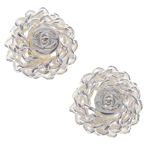 259 - Chanel Silver Tone Clip On Earrings