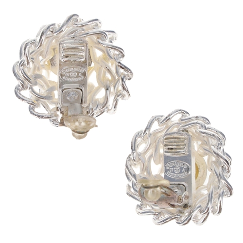 259 - Chanel Silver Tone Clip On Earrings